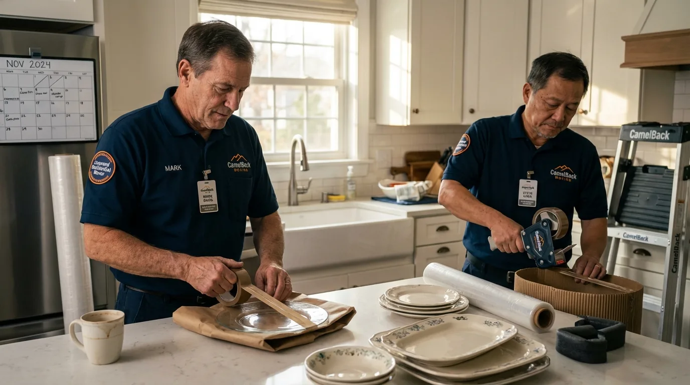 Professional crew packing kitchen dishware in Dalhart, TX